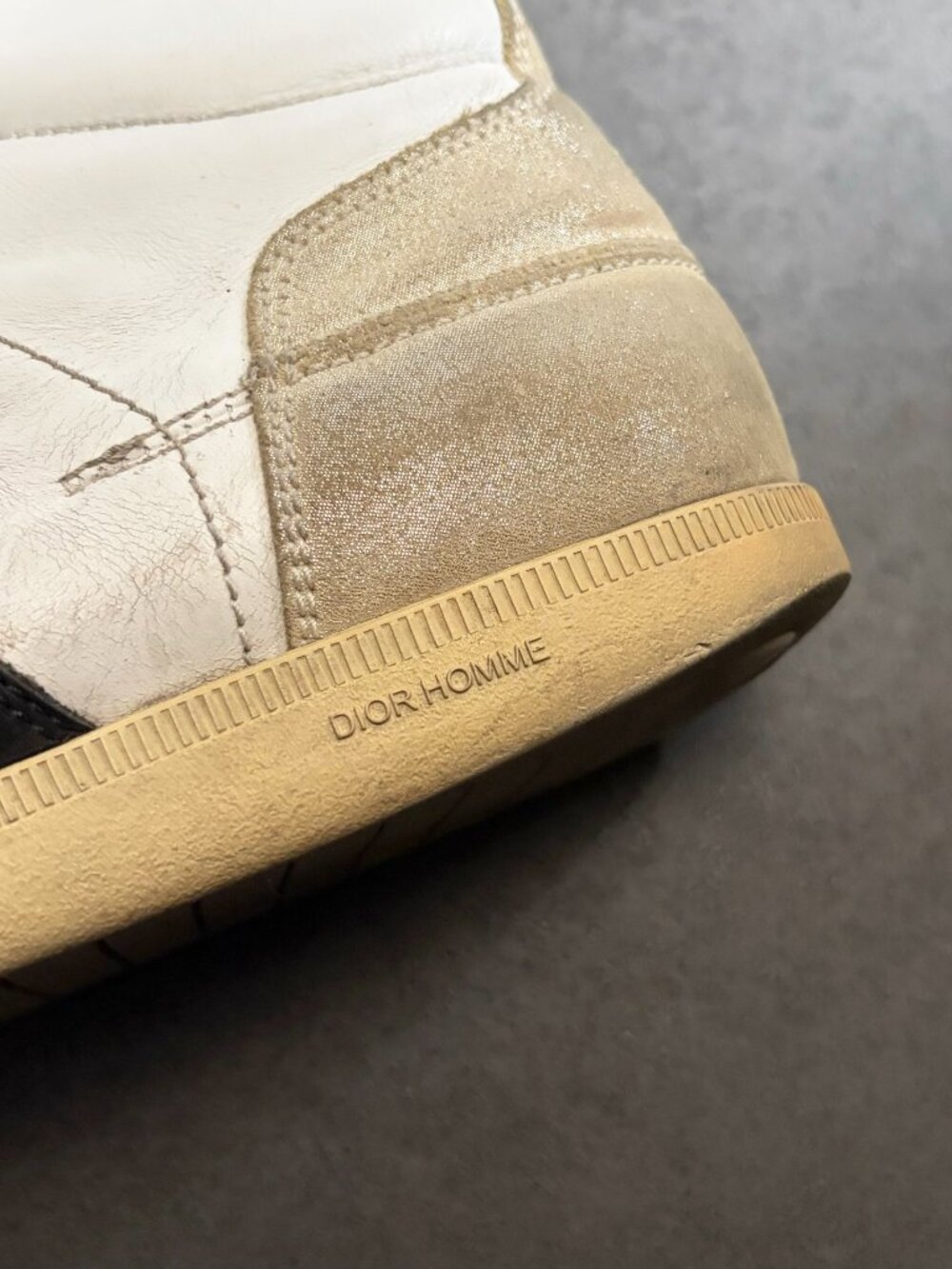 Vintage DIOR Homme Hedi Slimane B48 Leather Hi Top Sneaker Cream White Size 41 - Picture 7 of 11